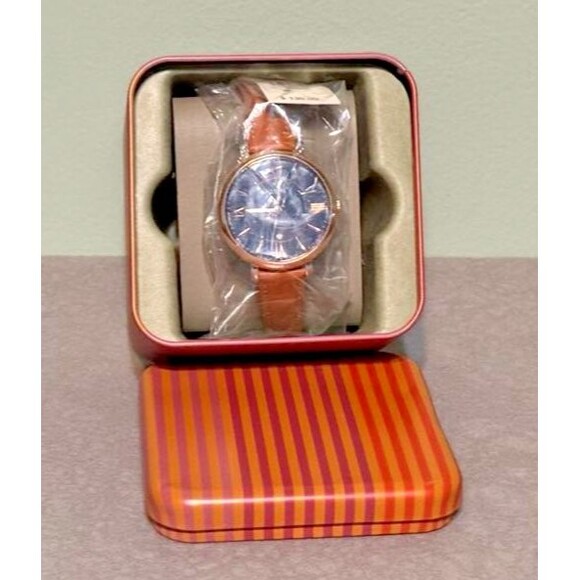 Fossil Womens Jacqueline Three-Hand Quartz Stainless Steel Leather Watch - Navy - Picture 1 of 4